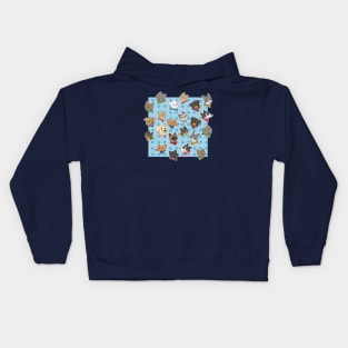 Pets pattern blue Kids Hoodie